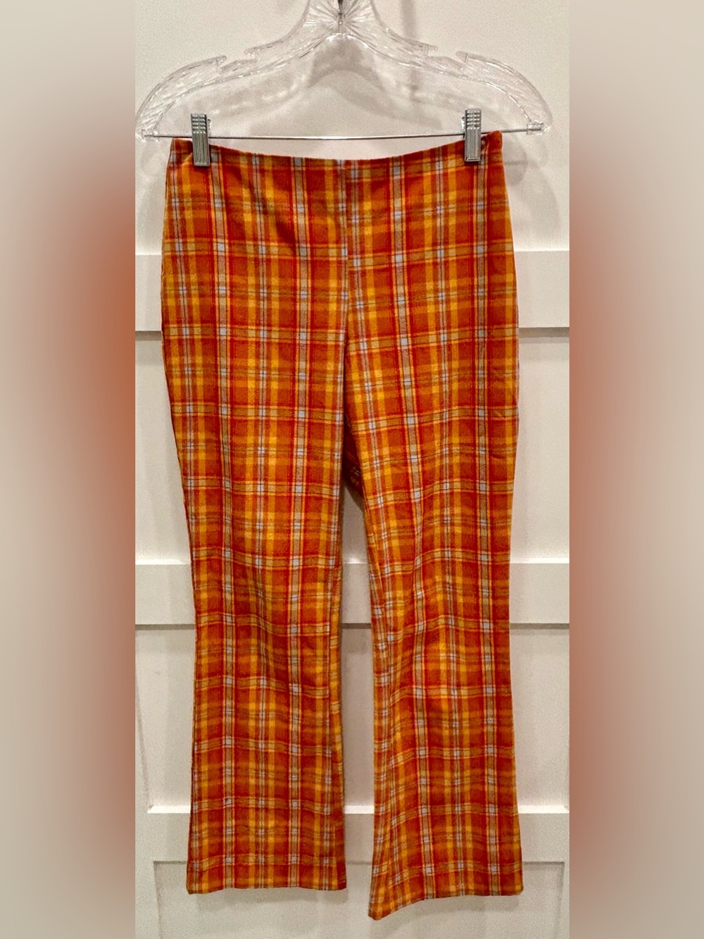 Guess Vintage Orange Plaid Boot Cut Pants